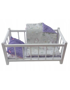 DREWNIANE ŁÓŻECZKO dla lalek Z POŚCIELĄ