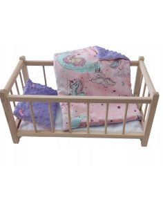 DREWNIANE ŁÓŻECZKO dla lalek Z POŚCIELĄ