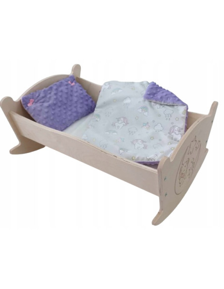 KOŁYSKA GRAWEROWANA DLA LALKI Z POŚCIELĄ