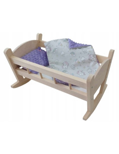 KOŁYSKA DREWNIANA DLA LALEK Z POŚCIELĄ