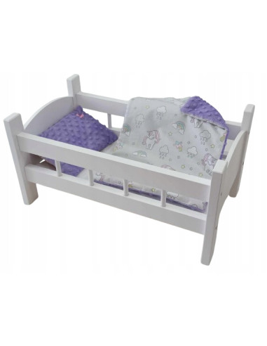 ŁÓŻECZKO BIAŁE DREWNIANE dla lalek DUŻE + POŚCIEL