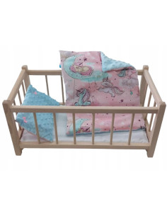 DREWNIANE ŁÓŻECZKO dla lalek Z POŚCIELĄ