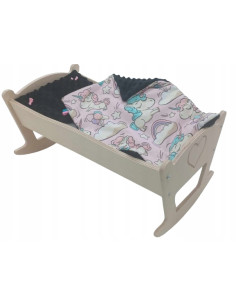 KOŁYSKA DLA LALEK GRAWEROWANA Z POŚCIELĄ