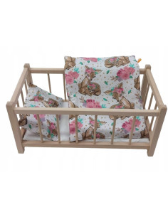 Drewniane łóżeczko dla lalek + POŚCIEL SARENKI -...