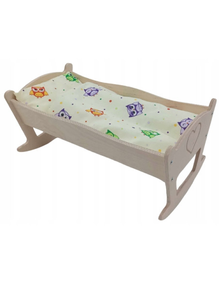 KOŁYSKA DLA LALEK DUŻA GRAWER. POŚCIEL BAWEŁNIANA