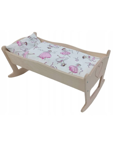 KOŁYSKA DLA LALEK DUŻA GRAWER. POŚCIEL BAWEŁNIANA