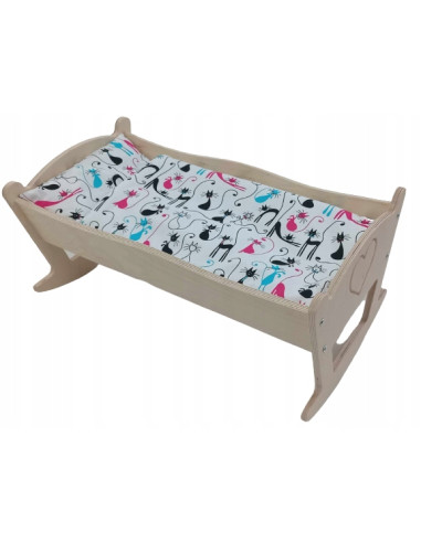 KOŁYSKA DLA LALEK DUŻA GRAWER. POŚCIEL BAWEŁNIANA