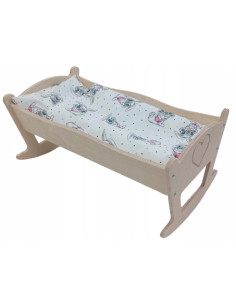 KOŁYSKA DLA LALEK DUŻA GRAWER. POŚCIEL BAWEŁNIANA