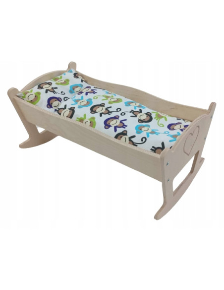 KOŁYSKA DLA LALEK DUŻA GRAWER. POŚCIEL BAWEŁNIANA