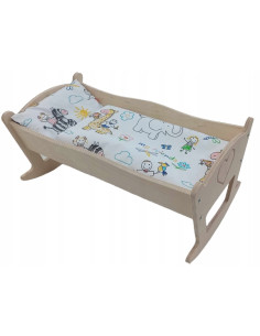 KOŁYSKA DLA LALEK DUŻA GRAWER. POŚCIEL BAWEŁNIANA