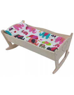 KOŁYSKA DLA LALEK DUŻA GRAWER. POŚCIEL BAWEŁNIANA