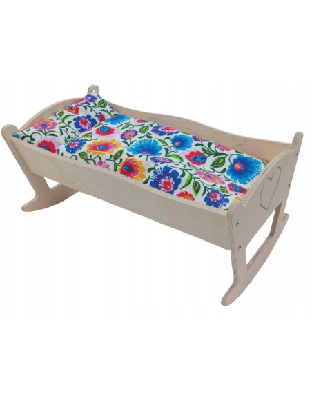 KOŁYSKA DLA LALEK DUŻA GRAWER. POŚCIEL BAWEŁNIANA