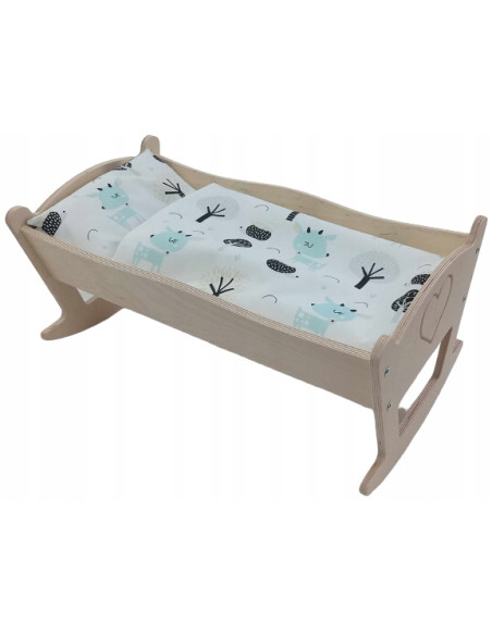KOŁYSKA DLA LALEK DUŻA GRAWER. POŚCIEL BAWEŁNIANA