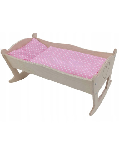 KOŁYSKA DLA LALEK DUŻA GRAWER. POŚCIEL BAWEŁNIANA