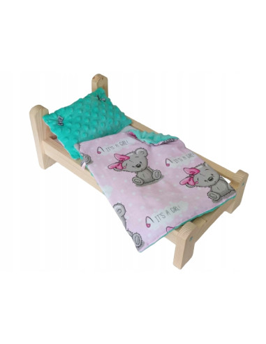 ŁÓŻKO DLA LALEK DREWNIANE. ŁÓŻECZKO + POŚCIEL...