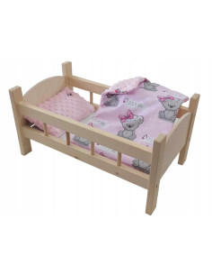 ŁÓŻECZKO DREWNIANE dla lalek DUŻE +POŚCIEL