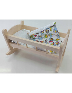 KOŁYSKA DREWNIANA DLA LALKI LALEK DUŻA POŚCIEL