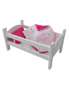 ŁÓŻECZKO BIAŁE DREWNIANE dla lalek DUŻE + POŚCIEL