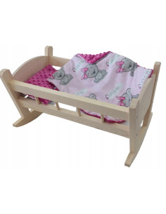 KOŁYSKA DREWNIANA DLA LALKI LALEK DUŻA POŚCIEL