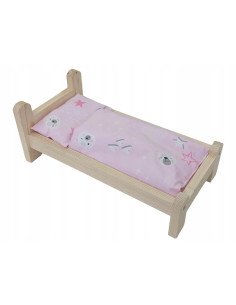 ŁÓŻKO DLA LALKI ŁÓŻECZKO DREWNIANE +POŚCIEL