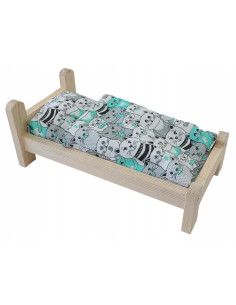 ŁÓŻKO DLA LALKI ŁÓŻECZKO DREWNIANE +POŚCIEL