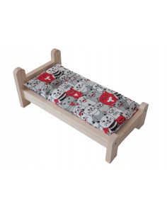 ŁÓŻKO DLA LALKI ŁÓŻECZKO DREWNIANE +POŚCIEL