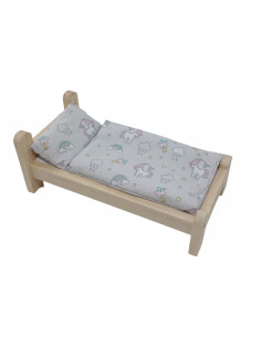 ŁÓŻKO DLA LALKI ŁÓŻECZKO DREWNIANE +POŚCIEL