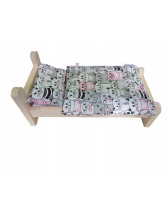 ŁÓŻKO DLA LALKI ŁÓŻECZKO DREWNIANE +POŚCIEL