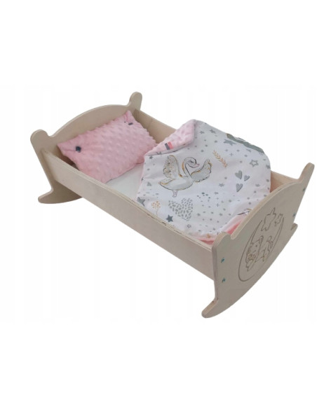 KOŁYSKA GRAWEROWANA DLA LALEK LALKI Z POŚCIELĄ