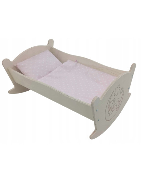 KOŁYSKA GRAWEROWANA DLA LALEK LALKI Z POŚCIELĄ