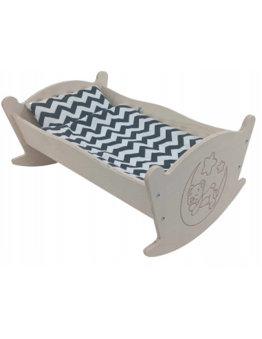 KOŁYSKA GRAWEROWANA DLA LALEK LALKI Z POŚCIELĄ