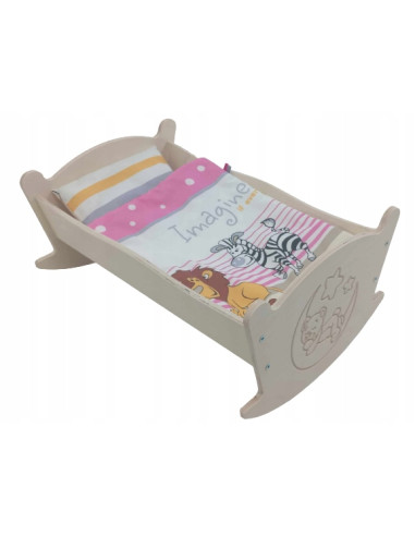 KOŁYSKA GRAWEROWANA DLA LALEK LALKI Z POŚCIELĄ