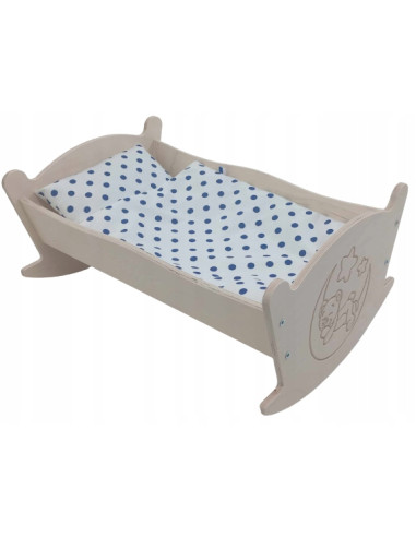 KOŁYSKA GRAWEROWANA DLA LALEK LALKI Z POŚCIELĄ