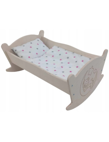 KOŁYSKA GRAWEROWANA DLA LALEK LALKI Z POŚCIELĄ
