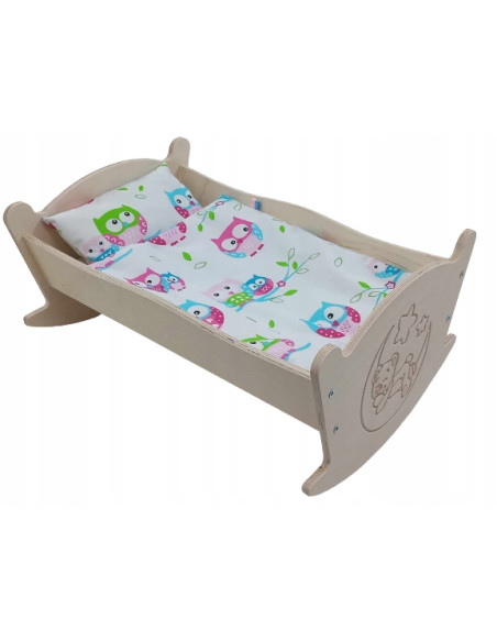 KOŁYSKA GRAWEROWANA DLA LALEK LALKI Z POŚCIELĄ