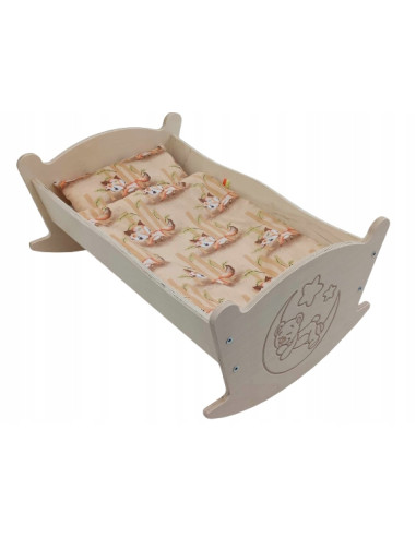 KOŁYSKA GRAWEROWANA DLA LALEK LALKI Z POŚCIELĄ