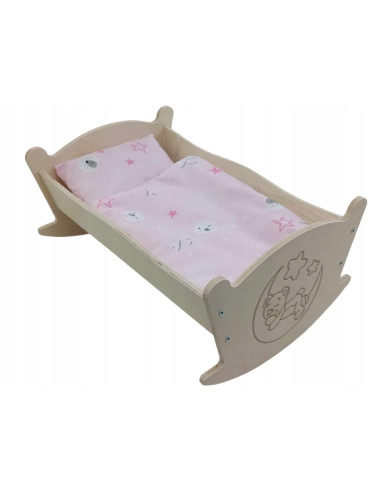 KOŁYSKA GRAWEROWANA DLA LALEK LALKI Z POŚCIELĄ