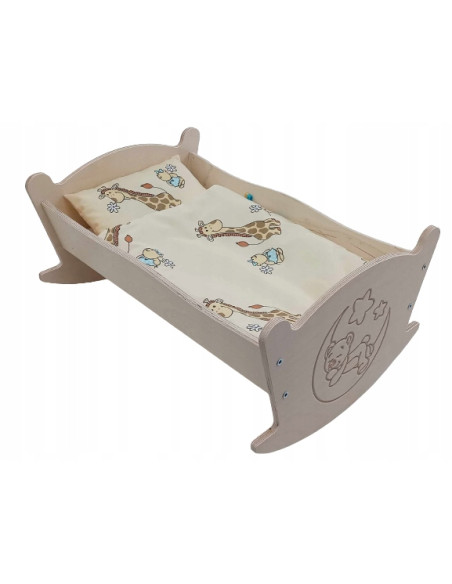 KOŁYSKA GRAWEROWANA DLA LALEK LALKI Z POŚCIELĄ