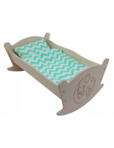 KOŁYSKA GRAWEROWANA DLA LALEK LALKI Z POŚCIELĄ