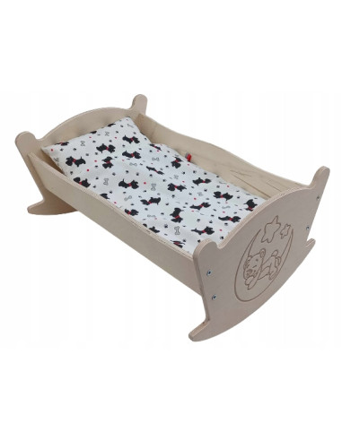 KOŁYSKA GRAWEROWANA DLA LALEK LALKI Z POŚCIELĄ