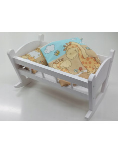 KOŁYSKA DLA LALEK BIAŁA + POŚCIEL Z MATERACEM