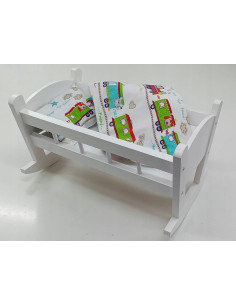 KOŁYSKA DLA LALEK BIAŁA + POŚCIEL Z MATERACEM