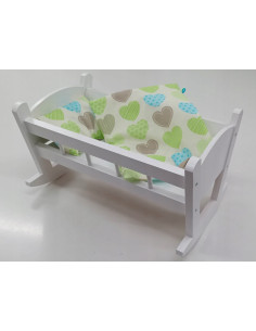 KOŁYSKA DLA LALEK BIAŁA + POŚCIEL Z MATERACEM