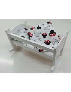 KOŁYSKA DLA LALEK BIAŁA + POŚCIEL Z MATERACEM