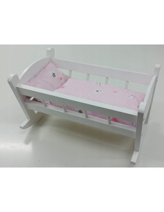 KOŁYSKA DLA LALEK BIAŁA + POŚCIEL Z MATERACEM