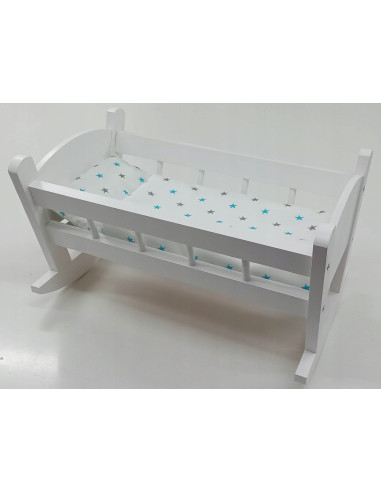 KOŁYSKA DLA LALEK BIAŁA + POŚCIEL Z MATERACEM