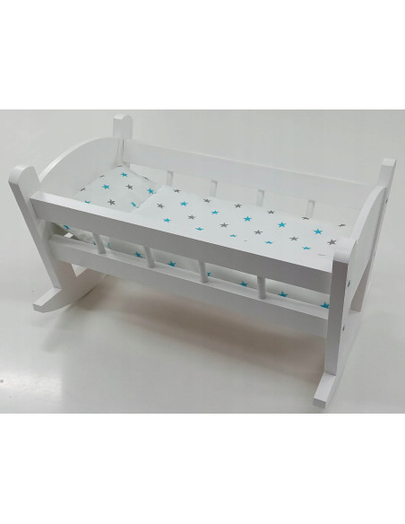 KOŁYSKA DLA LALEK BIAŁA + POŚCIEL Z MATERACEM