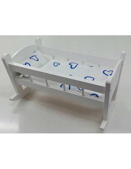 KOŁYSKA DLA LALEK BIAŁA + POŚCIEL Z MATERACEM