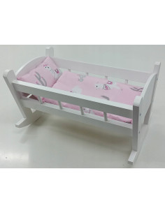 KOŁYSKA DLA LALEK BIAŁA + POŚCIEL Z MATERACEM