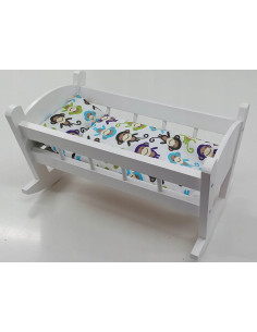 KOŁYSKA DLA LALEK BIAŁA + POŚCIEL Z MATERACEM